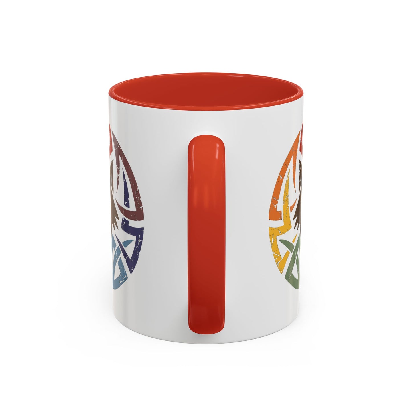Wolf Tribal Accent Coffee Mug — Rainbow Tribal Wolf Design (11/15oz)